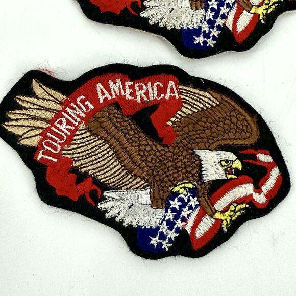 VTG Lot Of 2 TOURING AMERICA with Eagles Iron On Biker Patches - Picture 3 of 9